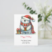 Whimsical Polar Bär in einer Weihnachtsmannmütze g Postkarte (Stehend Vorderseite)
