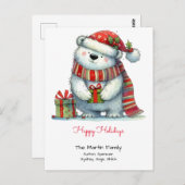 Whimsical Polar Bär in einer Weihnachtsmannmütze g Postkarte (Vorne/Hinten)