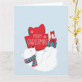 Whimsical Polar Bär und präsentiert Weihnachten Karte (Gelbe Blume)