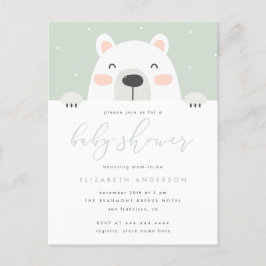 Whimsical Polar Bear Cartoon Winter Baby Dusche Einladungspostkarte
