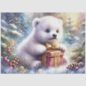 Whimsical Polar Bear Cub mit derzeitigem Dekoupage Seidenpapier (Vorderseite)