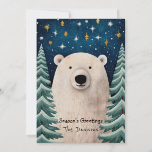 Whimsical Polar Bear Holiday Card Feiertagskarte