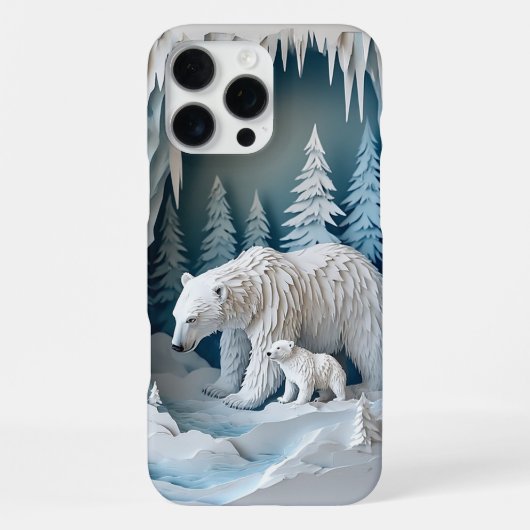 Whimsical Polar Bear Winter Märchen ✨ Schnee Papie iPhone Hülle (Rückseite)