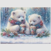 Whimsical Polar Bears & Kakao in Forest Decoupage Seidenpapier (Vorderseite)