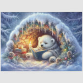 Whimsical Polar Winter Book Reading Decoupage Seidenpapier (Vorderseite)