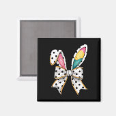 Whimsical Polka Dot Bow Ohren Ostersonntag Magnet (Vorderseite/Rückseite)
