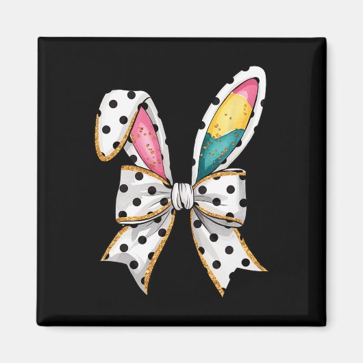 Whimsical Polka Dot Bow Ohren Ostersonntag Magnet (Vorne)