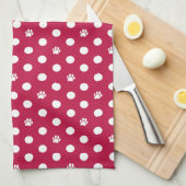 Whimsical Polka Dot Dog Paw Print Red Geschirrtuch (Viertel Falte)
