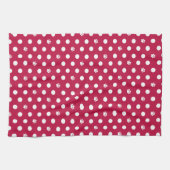 Whimsical Polka Dot Dog Paw Print Red Geschirrtuch (Horizontal)