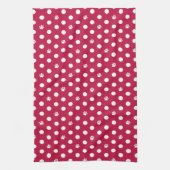 Whimsical Polka Dot Dog Paw Print Red Geschirrtuch (Vertikal)