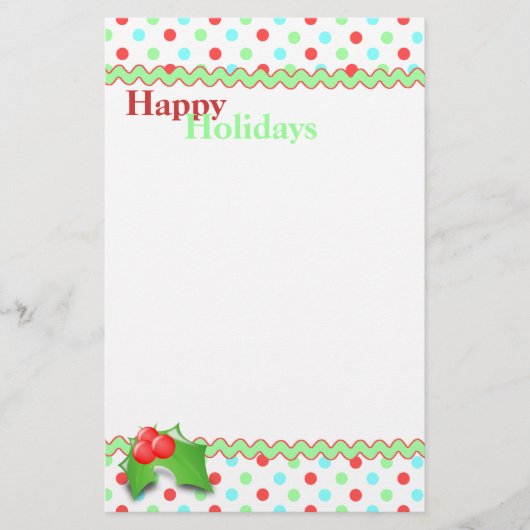 Whimsical Polka Dot Holiday Stationery Briefpapier (Vorderseite)