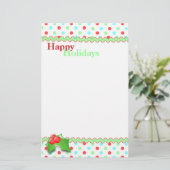 Whimsical Polka Dot Holiday Stationery Briefpapier (Stehend Vorderseite)