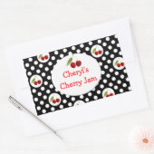 Whimsical Polka Dots and Cherries Label Rechteckiger Aufkleber (Umschlag)