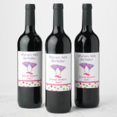 Whimsical Polka Dots Birthday Wine Label Weinetikett (Flaschen)