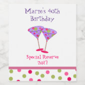 Whimsical Polka Dots Birthday Wine Label Weinetikett (Einzelnes Label)