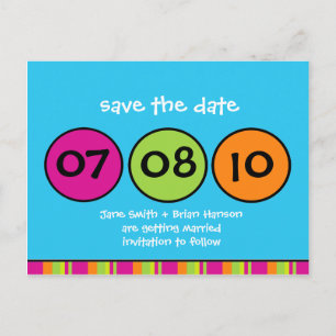 Whimsical Polka Dots Save the Date Postcard Ankündigungspostkarte