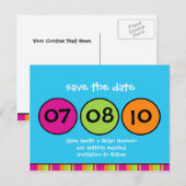 Whimsical Polka Dots Save the Date Postcard Ankündigungspostkarte (Vorne/Hinten)