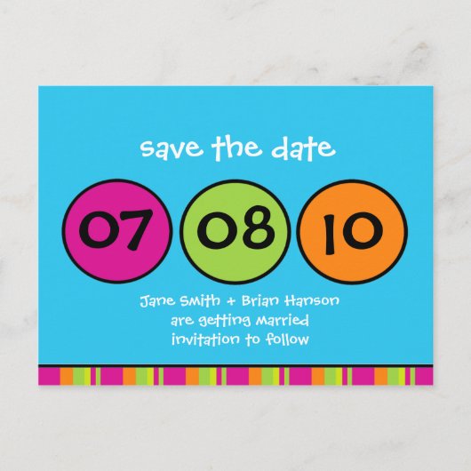 Whimsical Polka Dots Save the Date Postcard Ankündigungspostkarte (Vorderseite)