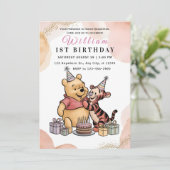Whimsical Pooh & Friends 1st Birthday Einladung (Stehend Vorderseite)