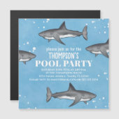 Whimsical Pool Party Haie Blauer Ozean Magnetic Magnetkarte (Vorne/Hinten)