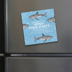 Whimsical Pool Party Haie Blauer Ozean Magnetisch Magnetkarte