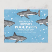 Whimsical Pool Party Haie QR Code Social Media Postkarte (Vorderseite)