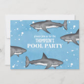 Whimsical Pool Party Ocean Swimming Haie QR Code Einladung (Vorderseite)