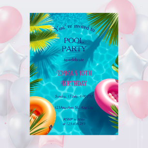 Whimsical-Poolparty-Geburtstagseinladung Einladung