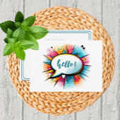 Whimsical Pop Art "Hello" Flat Mitteilungskarte