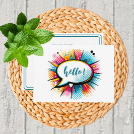 Whimsical Pop Art "Hello" Flat Mitteilungskarte