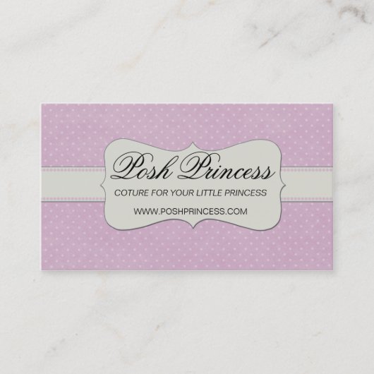 Whimsical Posh Princess Boutique Business Card Visitenkarte (Vorderseite)