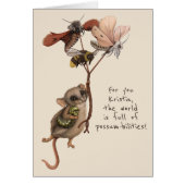 Whimsical Possum Moth and Bee Kid's Farewell Card (Vorne)