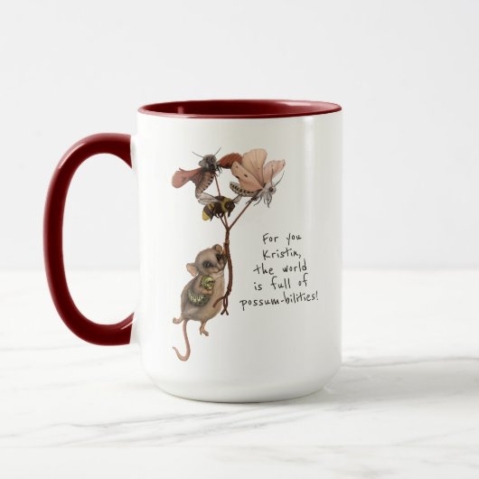 Whimsical Possum Moth and Bee Kid's Farewell Card Tasse (Links)
