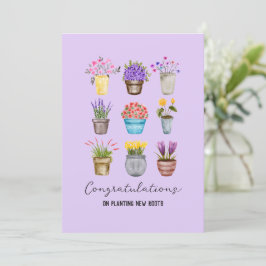 Whimsical Potted Blume Herzlichen Glückwunsch Neue Karte
