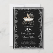 Whimsical Pram Baby Dusche Einladung (Vorderseite)
