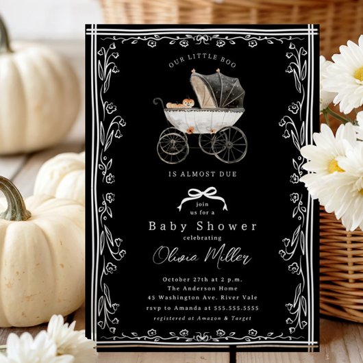 Whimsical Pram Baby Dusche Einladung