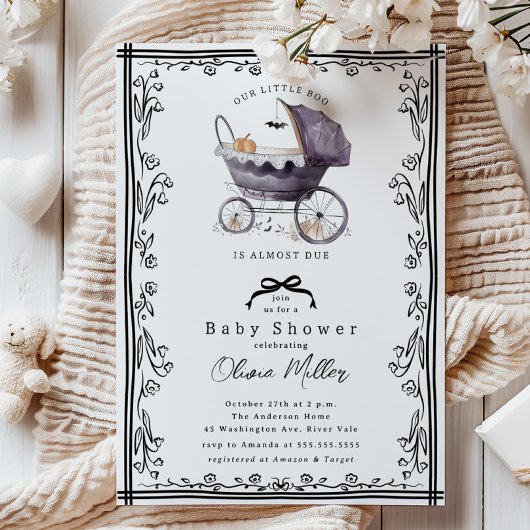 Whimsical Pram Baby Dusche Einladung