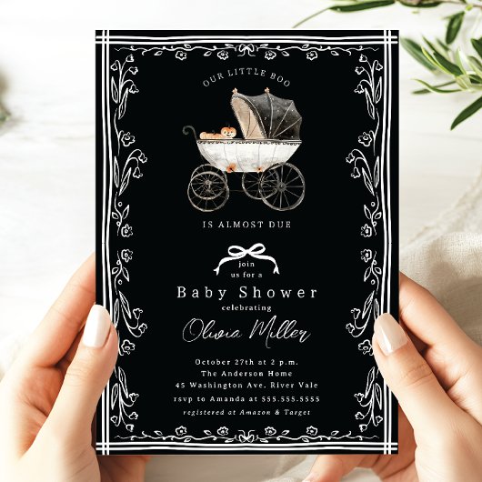 Whimsical Pram Baby Dusche Einladung