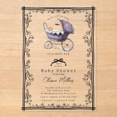 Whimsical Pram Baby Dusche Einladung (Vorderseite)