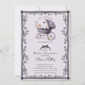 Whimsical Pram Baby Dusche Einladung (Vorderseite)