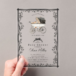 Whimsical Pram Baby Dusche Einladung