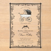 Whimsical Pram Baby Dusche Einladung (Vorderseite)
