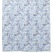 Whimsical Preußen Blauer bemalt Kurven Duschvorhang (Vorderseite)