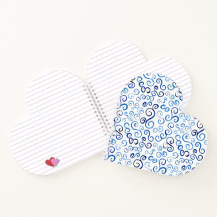 Whimsical Preußen Blue Watercolor Curves Notebook Notizblock