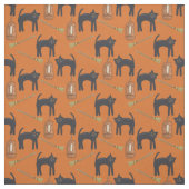 Whimsical Prim Cats and Pumpkins, Halloween Fabric Stoff (Muster)