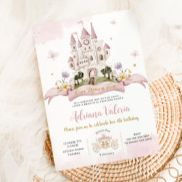 Whimsical Princess Fairytale Burg Pink Geburtstag Einladung