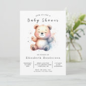 Whimsical Printable Bear Baby Dusche Einladung (Stehend Vorderseite)