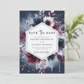 Whimsical Printable Burgundy Save The Date (Stehend Vorderseite)