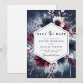 Whimsical Printable Burgundy Save The Date (Vorne/Hinten)