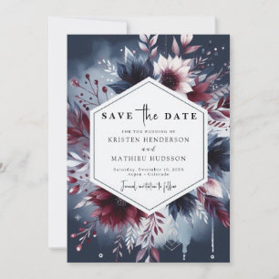Whimsical Printable Burgundy Save The Date